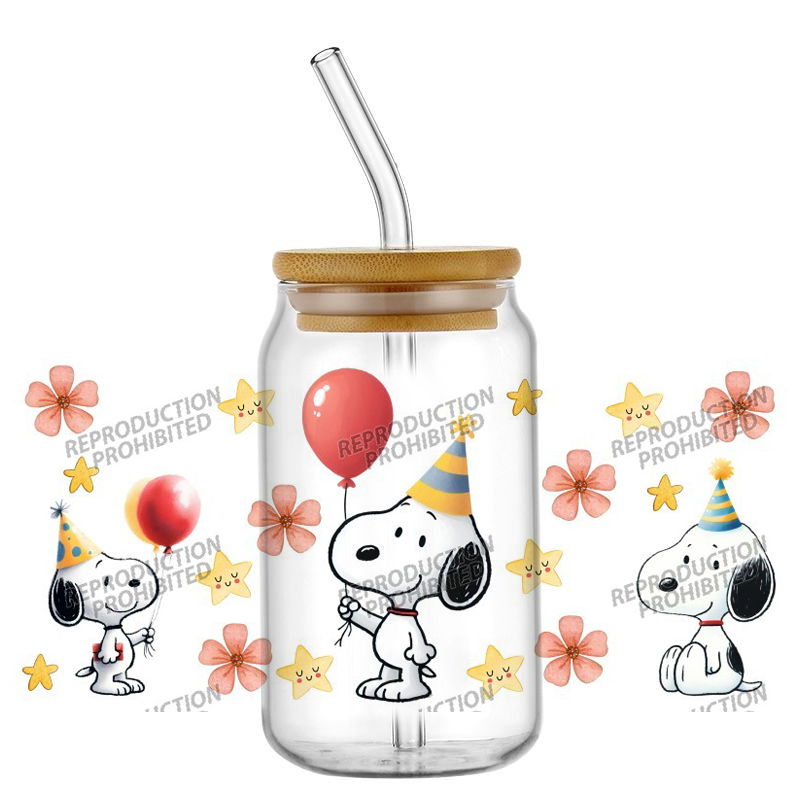 Rdta Tank Glass - Populaire schattige hond verjaardag schilderij 16oz