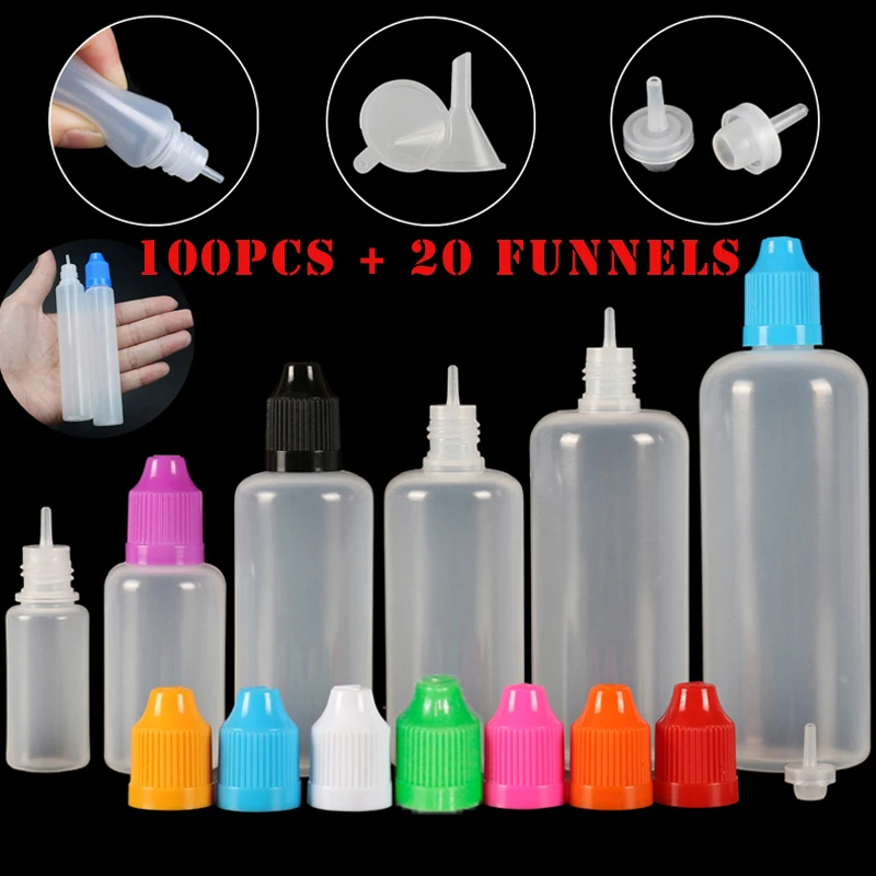 Juice Bottle Dropper - 100 stks 3/5/10/15/20/30/50/100/120 ml Lege LDPE